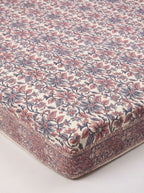 Cream & Rust Blue Vintage Floral Sanganeri hand block print cotton bedsheet set | Jaipur Indian hand block print bedsheet with pillow shams | House of Avana [[SKU:HOA-IND-BS-RUBL-008]]