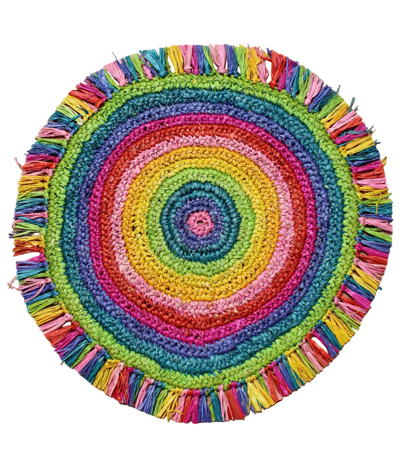 Tulum Raffia Placemat, colorful woven tabletop