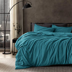 Stone Washed Duvet Cover Set - Teal