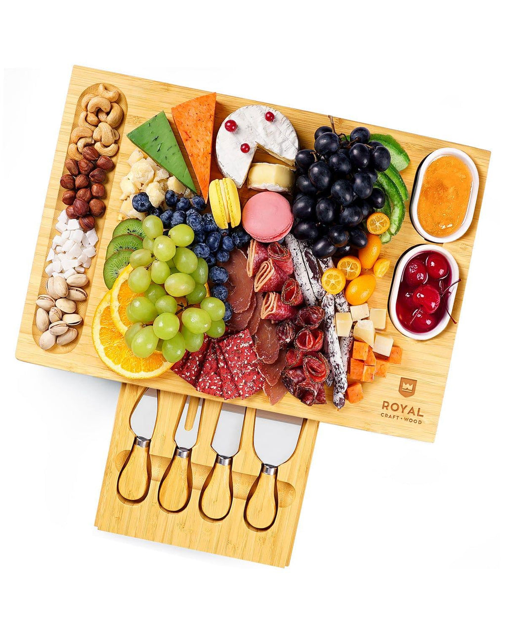 Cheese Board Set w/knives, 16.5“x11” Royal Craft Wood