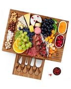 Cheese Board Set w/knives, 16.5“x11”, Brown Royal Craft Wood