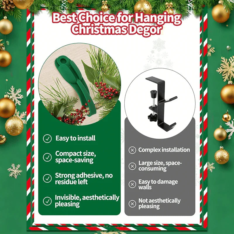 6/12/15pcs Christmas Wreath Hooks Set | Stretchable and Reusable Silicone Adhesive Hangers for Cloaks, Fireplace Stockings, and Wreath Hanging, No-Drill Invisible Installation, Strong Self-Adhesive, Durable Adhesive for Chris House Of Avana