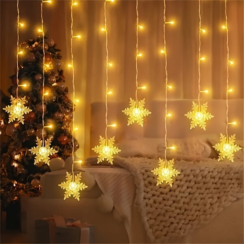 1pc 96LED Snowflake Lights, 8 Modes Twinkle Fairy Icicle String Light, USB Christmas Decorations Light, Perfect for Indoor Christmas & Easter Halloween Party Decorations, Perfect Gift for Christmas, Birthday, New Year, Usb Li House Of Avana