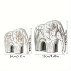 Vintage White Elephant Figurines - Wooden Travel Theme Decorative Statues for Various Room Types, Indoor Use, No Electricity Required House Of Avana