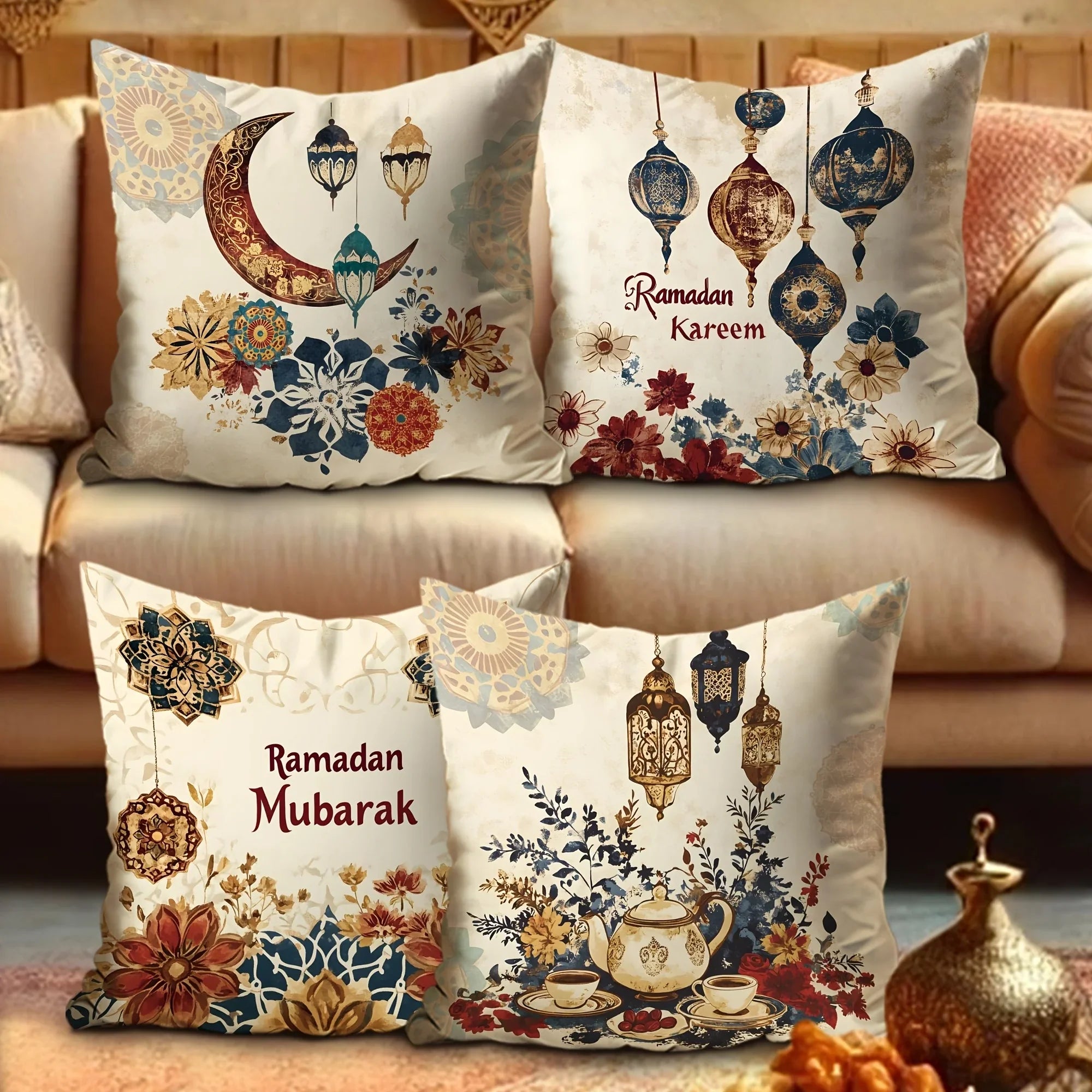 Pillowcase - Floral Polyester Lantern 45cm