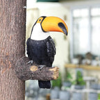 11.4" Tall Toucan Tree Hugging Garden Statue - Vibrant Multi-Color Resin Tropical Bird Sculpture with Expressive Eyes & Black/White Feathers, Indoor/Outdoor Hanging Decor for Lawn, Porch, Patio - No Electricity Needed, Durabl House Of Avana