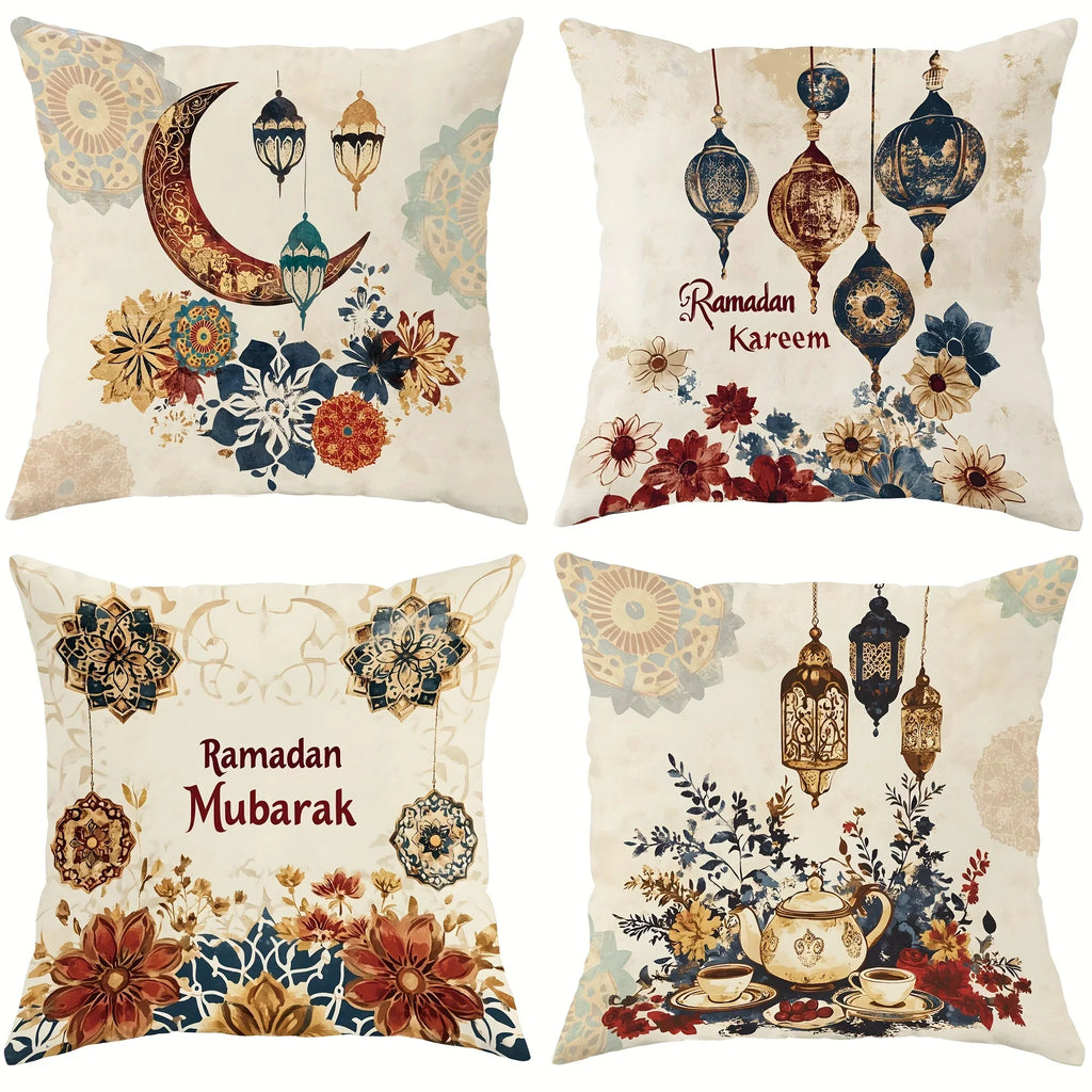Fabric Pillow Covers - Traditional Ramadan Red/Blue/Golden