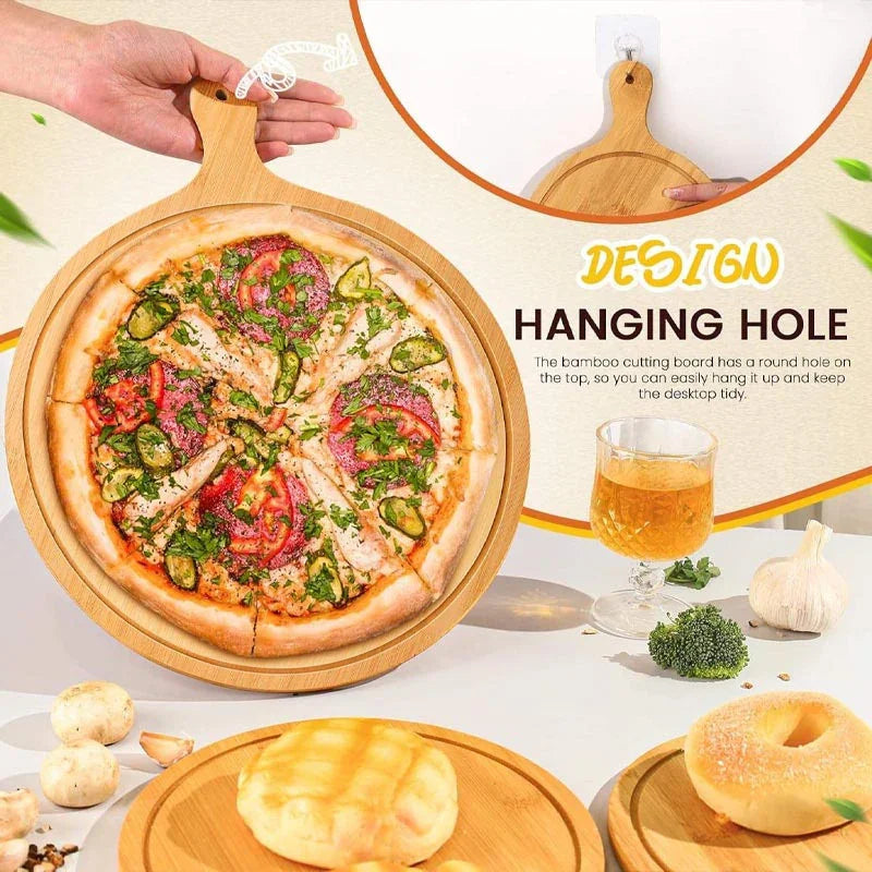 Pizza Peel - Natural Bamboo Round 28x42cm