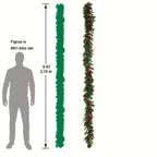 1pc Extra Long 274.32cm Artificial Garland with Heavy-Duty Plastic/Metal Frame - Realistic Pine Cones & Red Berry Clusters - Large Indoor/Outdoor Christmas Garland for Fireplace, Stairs, Doors, Mantle - All-Weather Durable Ga House Of Avana