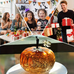 Golden Glass Pumpkin Night Light - Elegant Glowing Table Centerpiece with Warm White & Golden Light, Battery-Powered (Not Included) - Durable Glass Construction for Halloween, Christmas, Thanksgiving, Fall Harvest Decor - Man House Of Avana