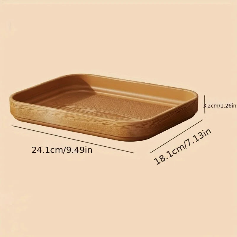 Dinner Plates - Thick Wooden Grain White Set