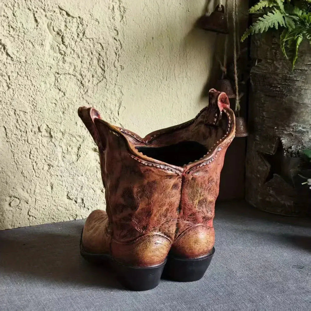 American Country Creative Western Cowboy Boot Resin Flower Pot Ornament Vase for Balcony Garden... - House Of Avana
