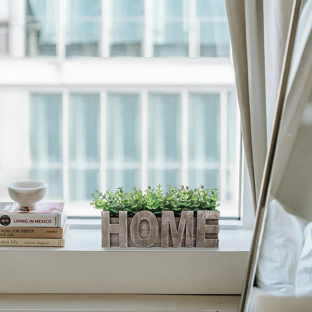 , Artificial Eucalyptus Potted Plant, Fake Green Plant with Wooden Pot for Spring Summer Gift Ideas,... - House Of Avana [[SKU:HOA-FLR-003]]