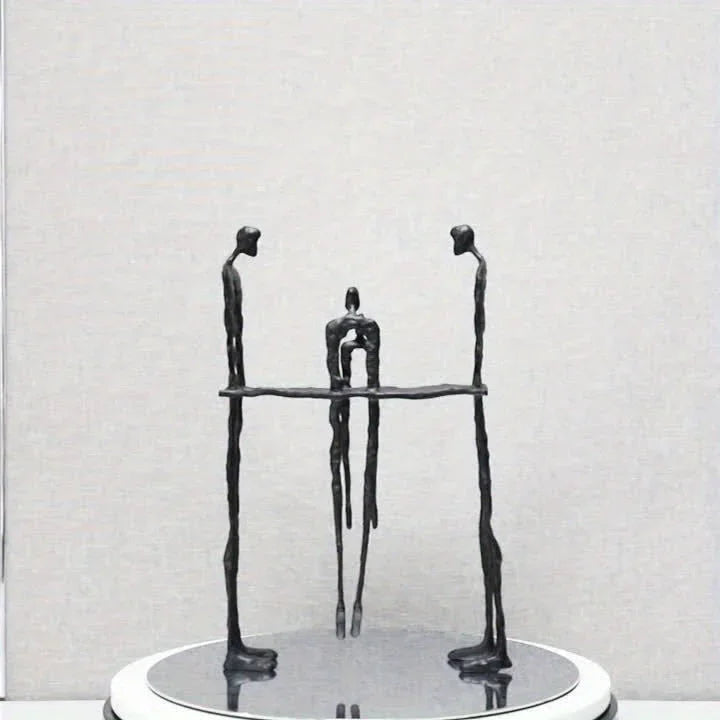 Cast Iron and Marble Abstract Human Figurine Statue Art Piece, Suitable for Living Room, Office,... - House Of Avana