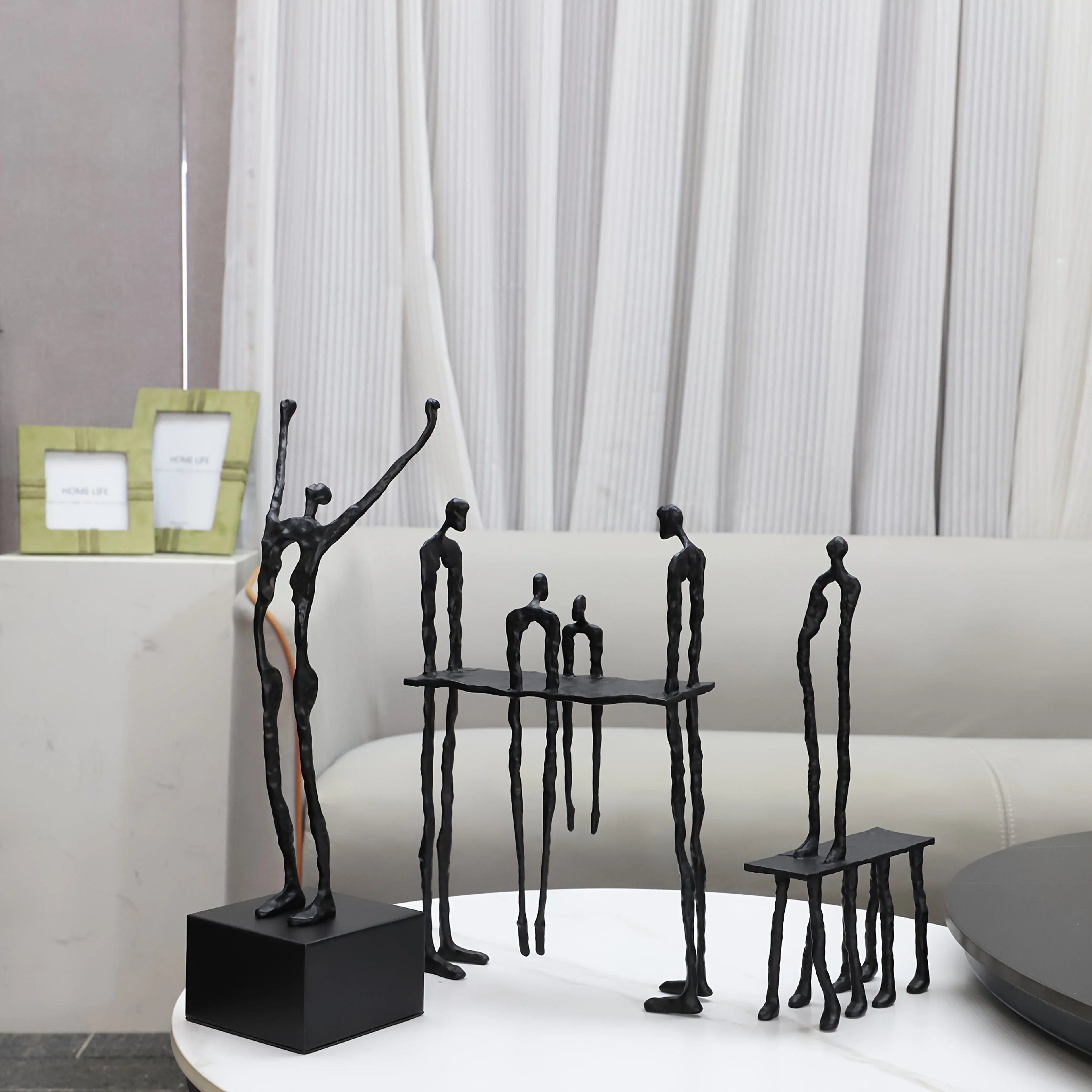 Cast Iron and Marble Abstract Human Figurine Statue Art Piece, Suitable for Living Room, Office,... - House Of Avana