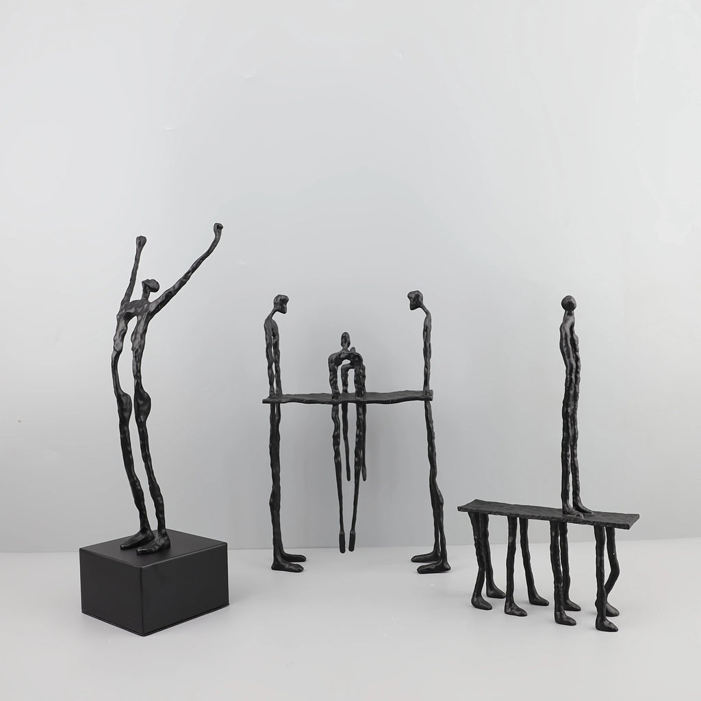 Cast Iron and Marble Abstract Human Figurine Statue Art Piece, Suitable for Living Room, Office,... - House Of Avana [[SKU:HOA-BOK-400]]
