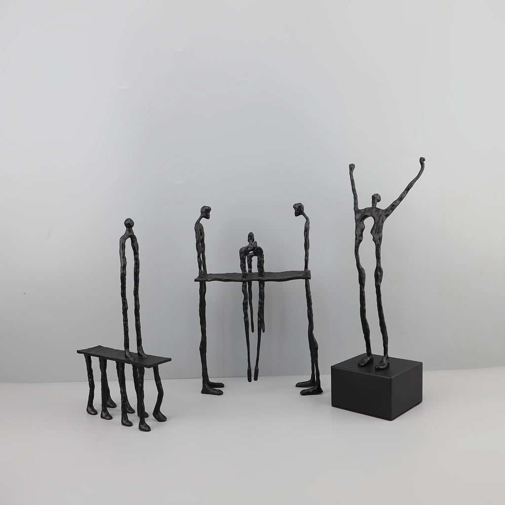 Cast Iron and Marble Abstract Human Figurine Statue Art Piece, Suitable for Living Room, Office,... - House Of Avana [[SKU:HOA-BOK-400]]