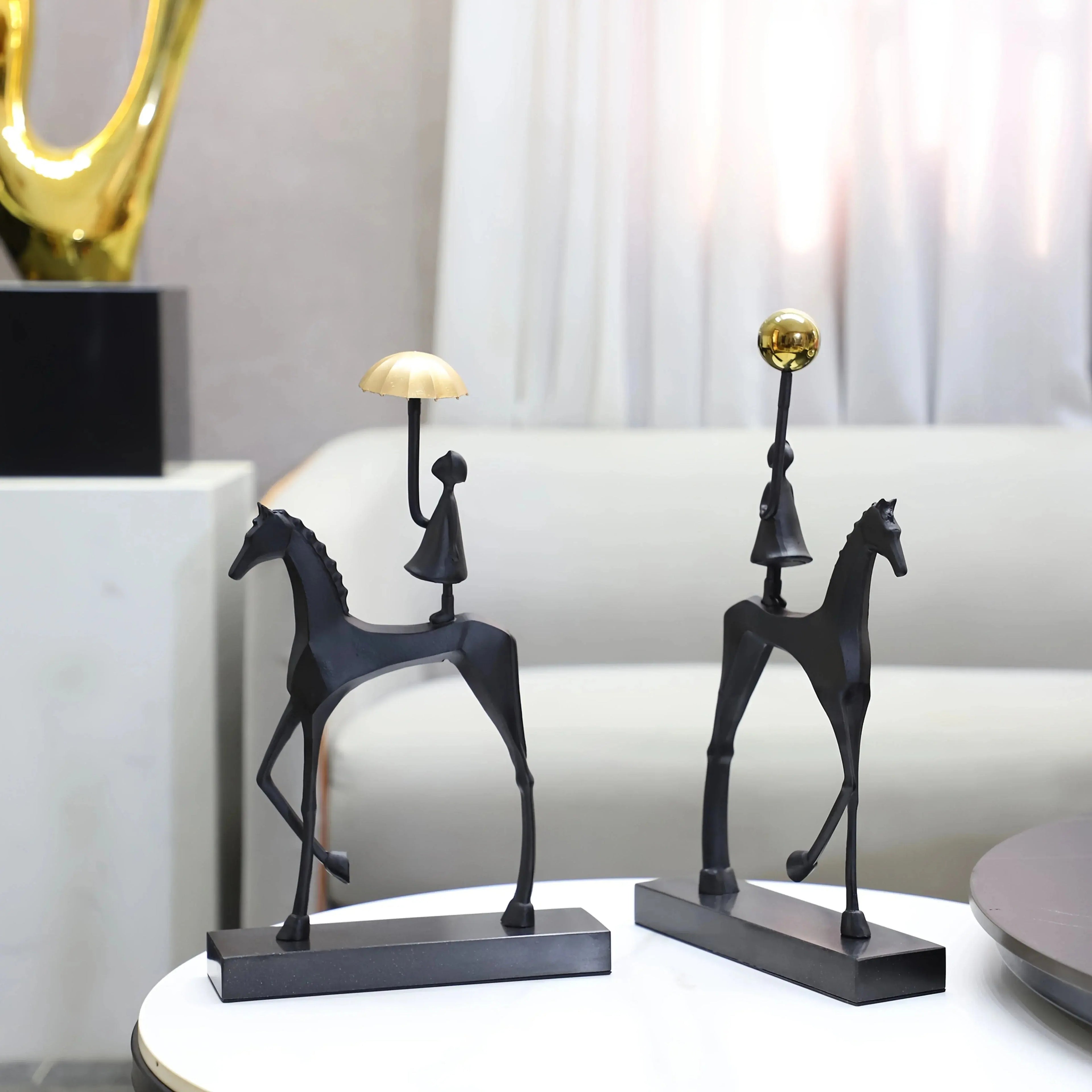 Creative Cast Iron Metal Horse Ornament Home Living Room Luxury Decorative Tv Cabinet Bar Tabletop... - House Of Avana