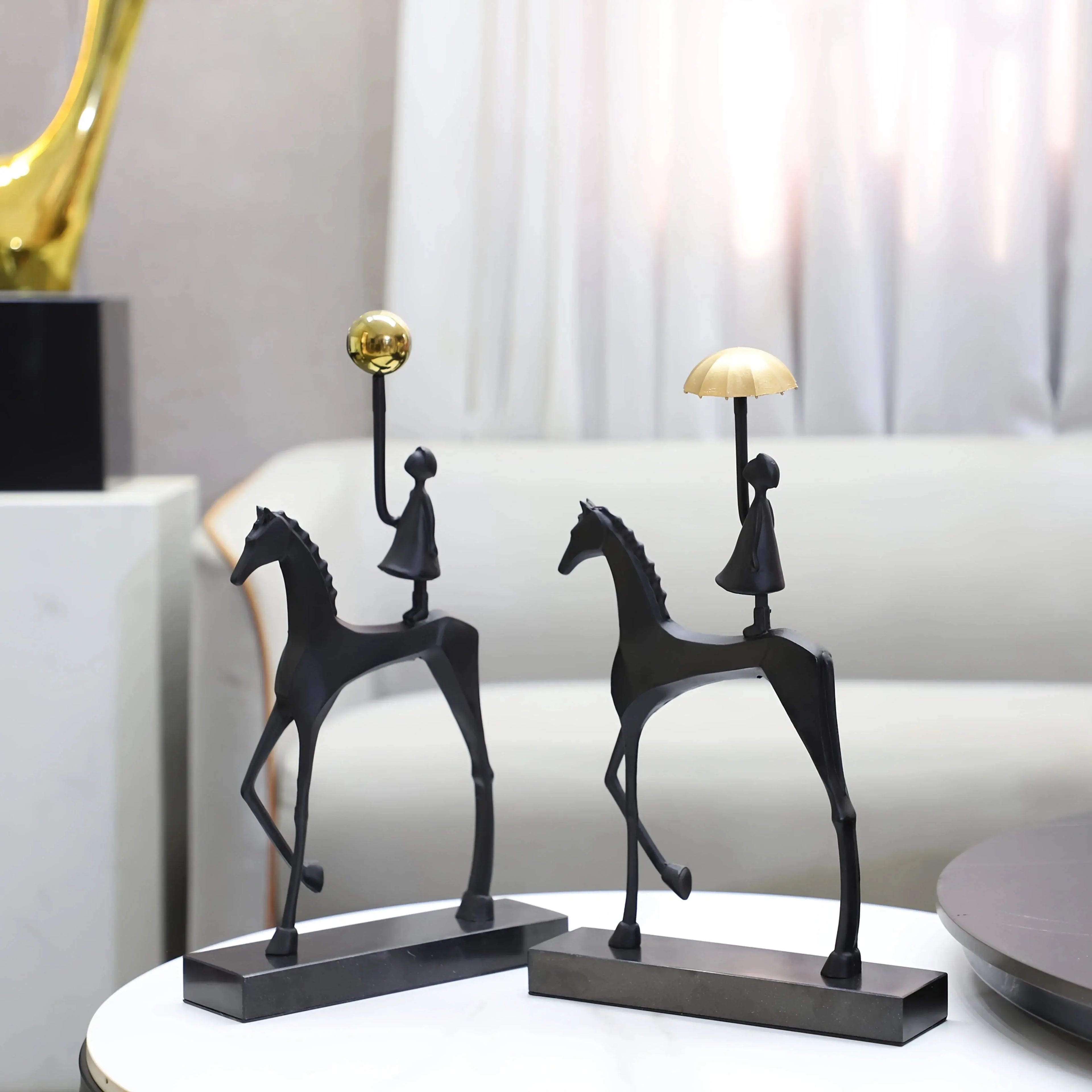 Creative Cast Iron Metal Horse Ornament Home Living Room Luxury Decorative Tv Cabinet Bar Tabletop... - House Of Avana