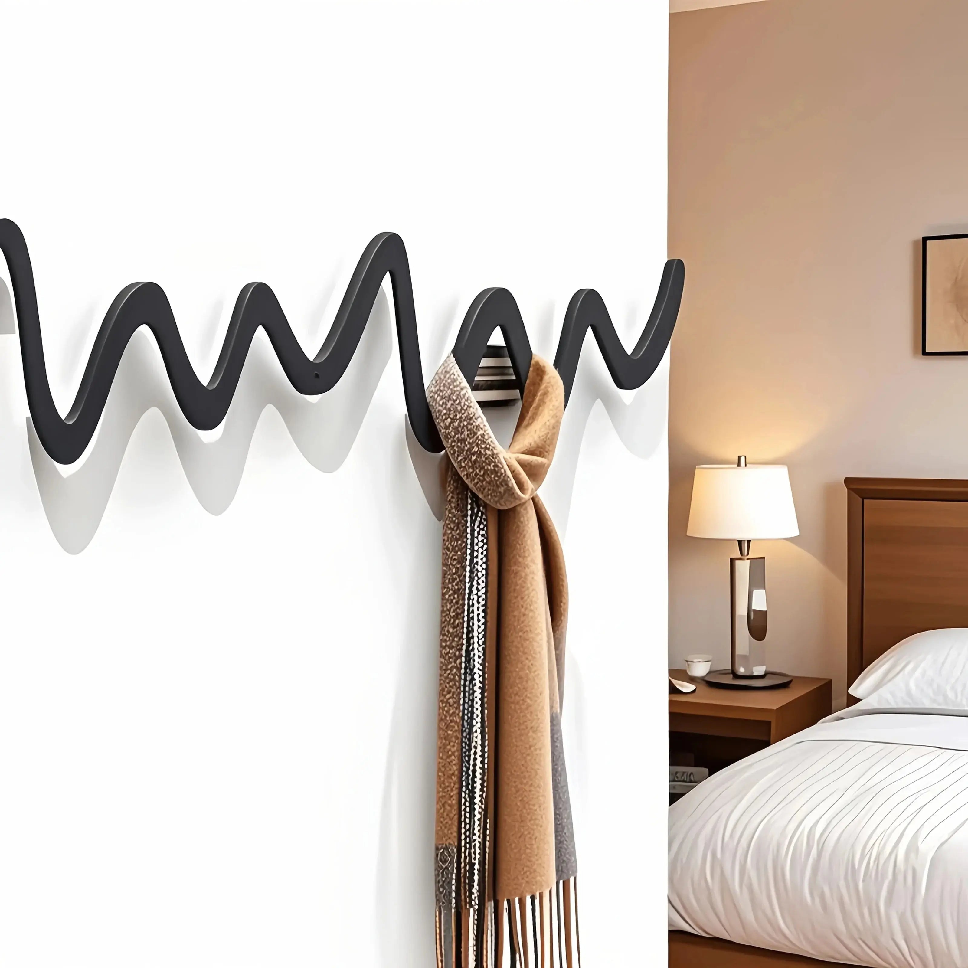 Creative Metal Wavy Wall Hook, Strong Load-bearing Capacity, Multi-functional Storage Organizer for... - House Of Avana