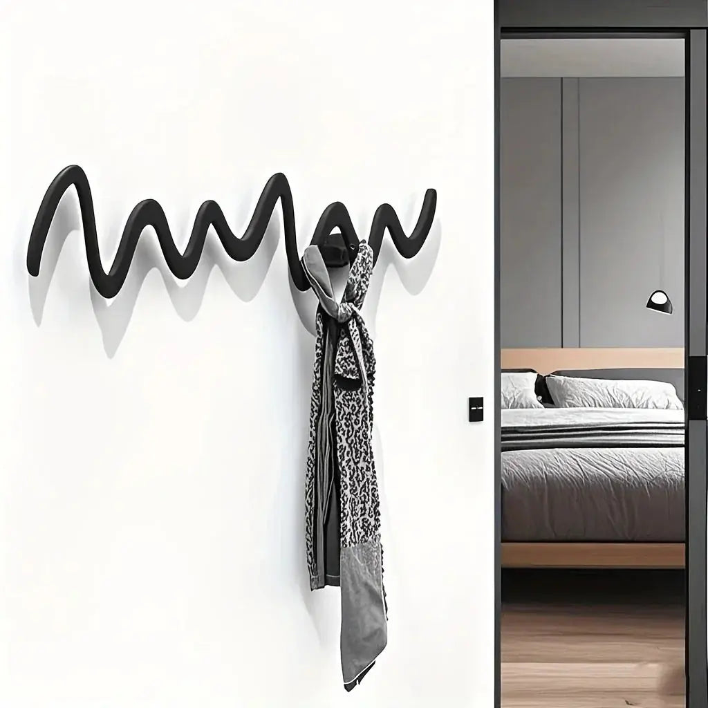 Creative Metal Wavy Wall Hook, Strong Load-bearing Capacity, Multi-functional Storage Organizer for... - House Of Avana