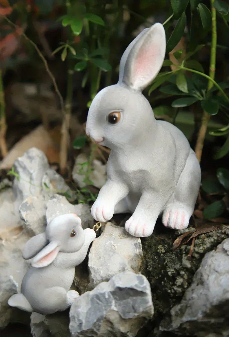 [1pc Funny Easter Bunny] 1pc Funny Easter Bunny Rabbit Mama And Baby Garden Statues With Flower Crowns | Easter Figurine Decorations For Home Garden Decor Outdoor Statues, Table Decorations