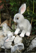 [1pc Funny Easter Bunny] 1pc Funny Easter Bunny Rabbit Mama And Baby Garden Statues With Flower Crowns | Easter Figurine Decorations For Home Garden Decor Outdoor Statues, Table Decorations