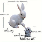[1pc Funny Easter Bunny] 1pc Funny Easter Bunny Rabbit Mama And Baby Garden Statues With Flower Crowns | Easter Figurine Decorations For Home Garden Decor Outdoor Statues, Table Decorations