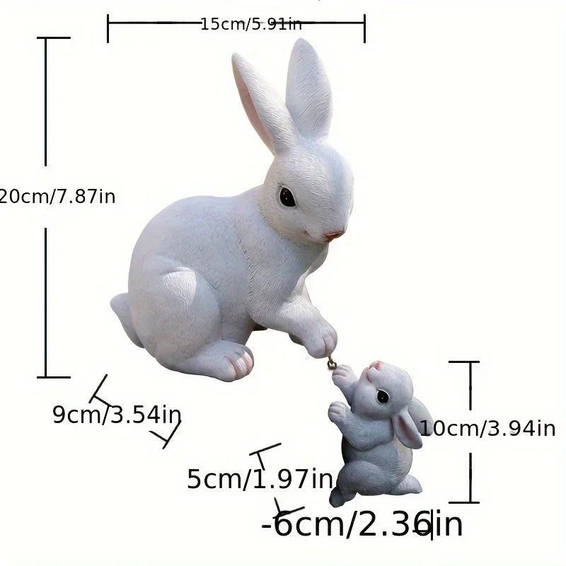[1pc Funny Easter Bunny] 1pc Funny Easter Bunny Rabbit Mama And Baby Garden Statues With Flower Crowns | Easter Figurine Decorations For Home Garden Decor Outdoor Statues, Table Decorations