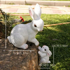 [1pc Funny Easter Bunny] 1pc Funny Easter Bunny Rabbit Mama And Baby Garden Statues With Flower Crowns | Easter Figurine Decorations For Home Garden Decor Outdoor Statues, Table Decorations