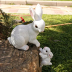 [1pc Funny Easter Bunny] 1pc Funny Easter Bunny Rabbit Mama And Baby Garden Statues With Flower Crowns | Easter Figurine Decorations For Home Garden Decor Outdoor Statues, Table Decorations
