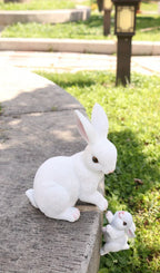 [1pc Funny Easter Bunny] 1pc Funny Easter Bunny Rabbit Mama And Baby Garden Statues With Flower Crowns | Easter Figurine Decorations For Home Garden Decor Outdoor Statues, Table Decorations