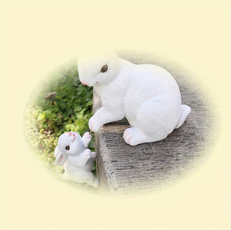[1pc Funny Easter Bunny] 1pc Funny Easter Bunny Rabbit Mama And Baby Garden Statues With Flower Crowns | Easter Figurine Decorations For Home Garden Decor Outdoor Statues, Table Decorations