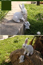 [1pc Funny Easter Bunny] 1pc Funny Easter Bunny Rabbit Mama And Baby Garden Statues With Flower Crowns | Easter Figurine Decorations For Home Garden Decor Outdoor Statues, Table Decorations