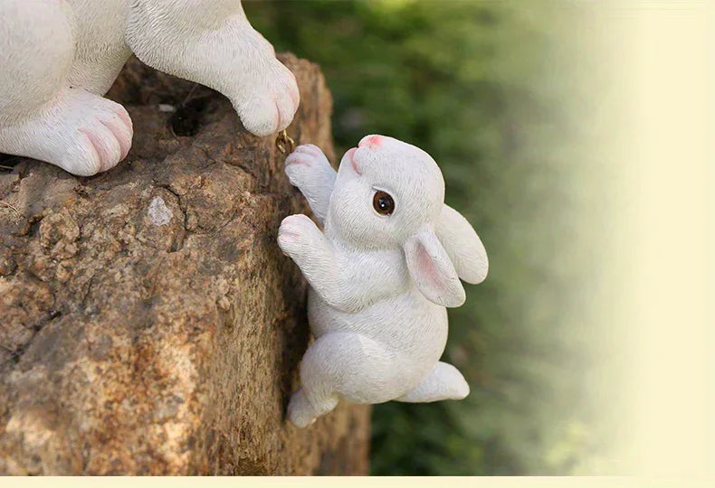 [1pc Funny Easter Bunny] 1pc Funny Easter Bunny Rabbit Mama And Baby Garden Statues With Flower Crowns | Easter Figurine Decorations For Home Garden Decor Outdoor Statues, Table Decorations