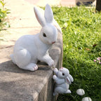 [1pc Funny Easter Bunny] 1pc Funny Easter Bunny Rabbit Mama And Baby Garden Statues With Flower Crowns | Easter Figurine Decorations For Home Garden Decor Outdoor Statues, Table Decorations