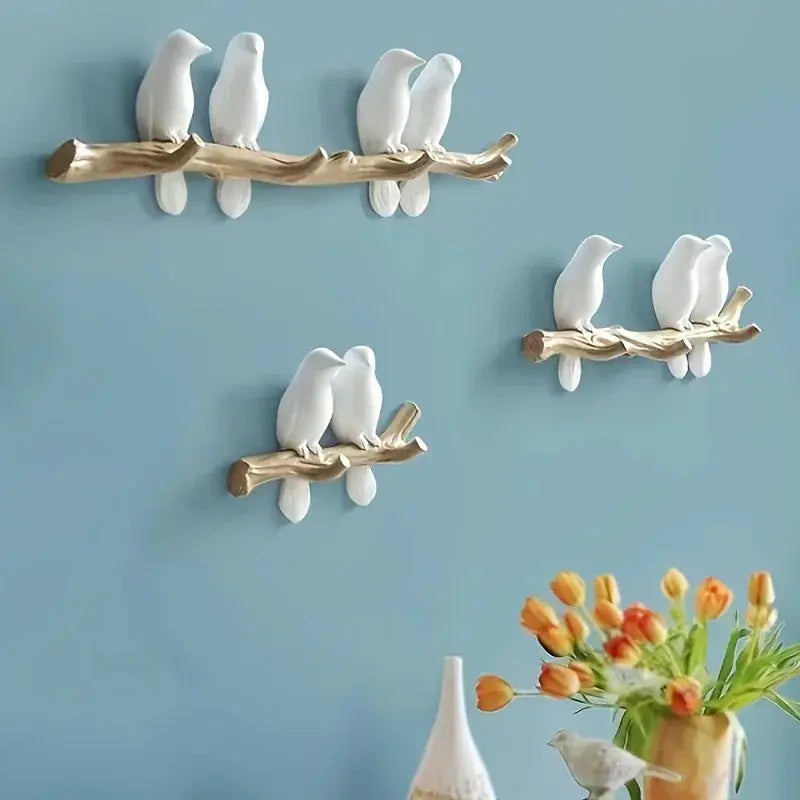 Nordic Bird Design Wall Hook - Stylish Resin Key & Coat Organizer for Entryway, Decorative White Birds... - House Of Avana