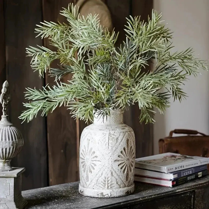 Rural Farmhouses Ceramic Vase, Decorative Floral Texture Vase for Home Decor, Living Room Decor, Shelf... - House Of Avana