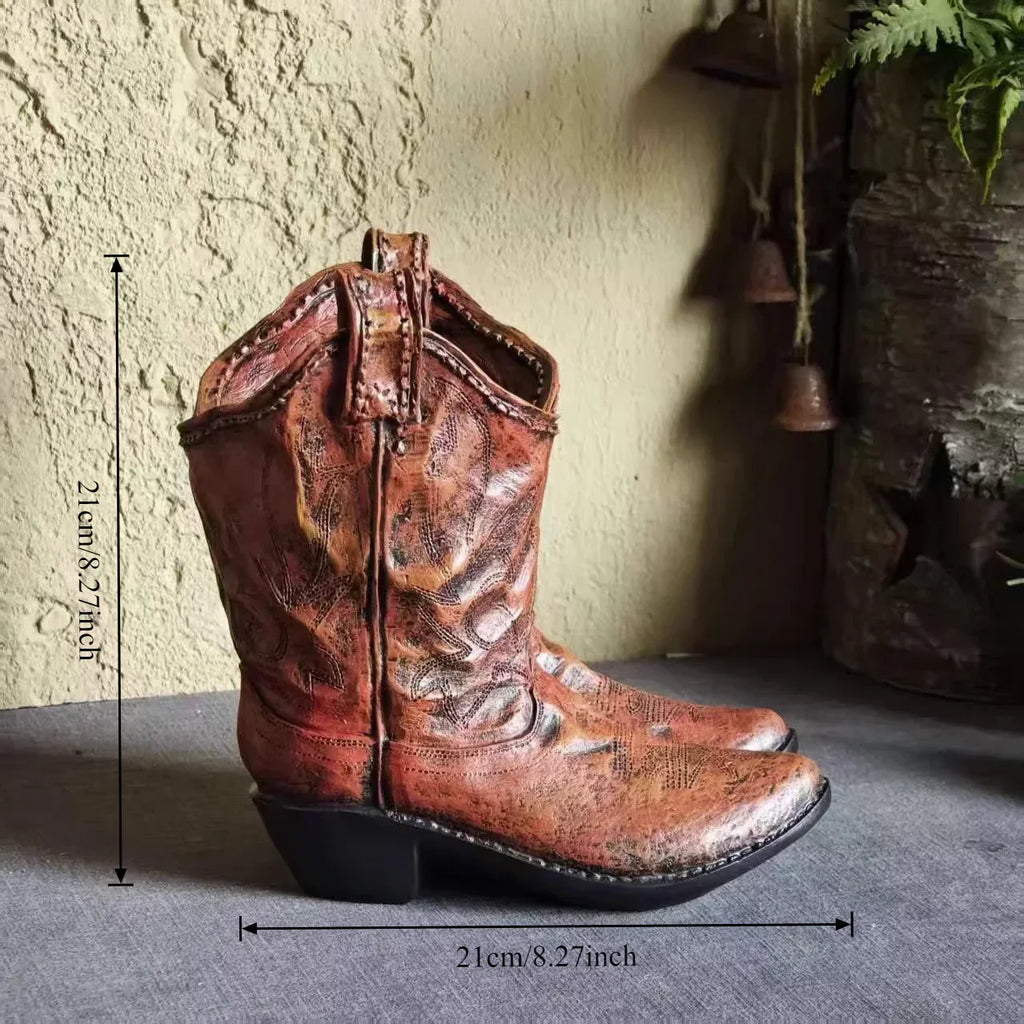 American Country Creative Western Cowboy Boot Resin Flower Pot Ornament Vase for Balcony Garden... - House Of Avana