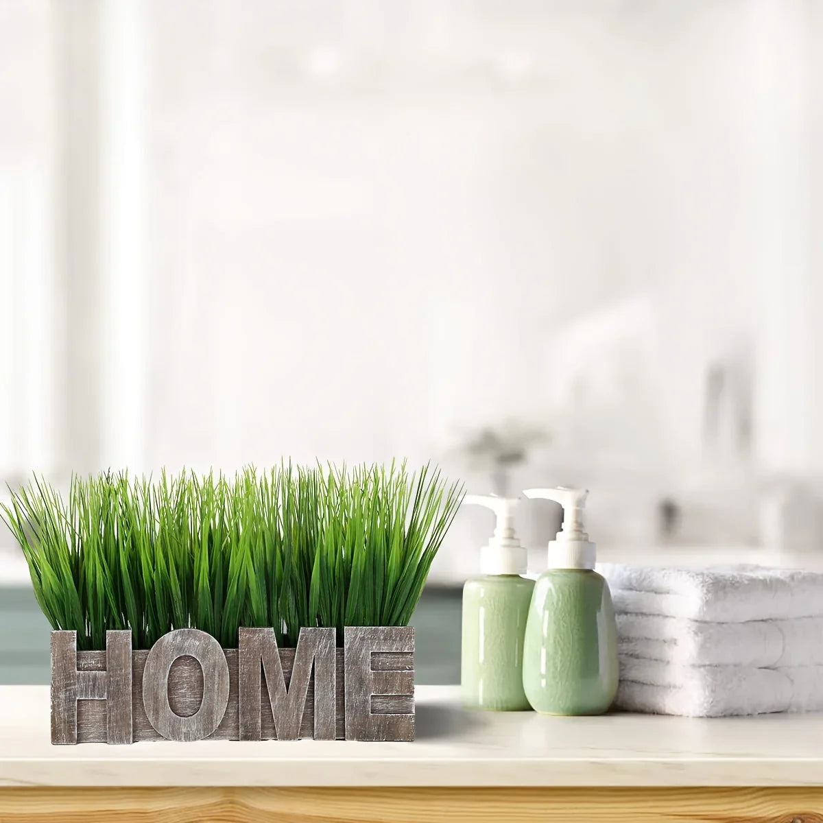 artificial grass plants indoor 1pc Artificial Grass Plant in Rectangular Wood Planter Box