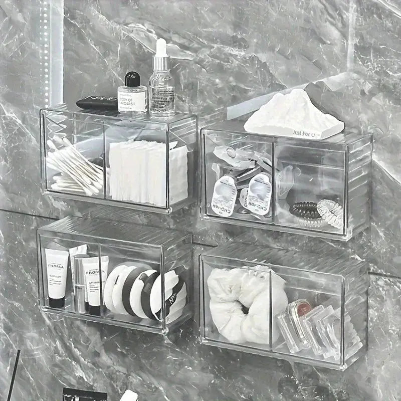 Cosmetic Storage Box, Bathroom Wall Cosmetic Storage Box, Wall-mounted Storage Box, Acrylic Swab Box,... - House Of Avana