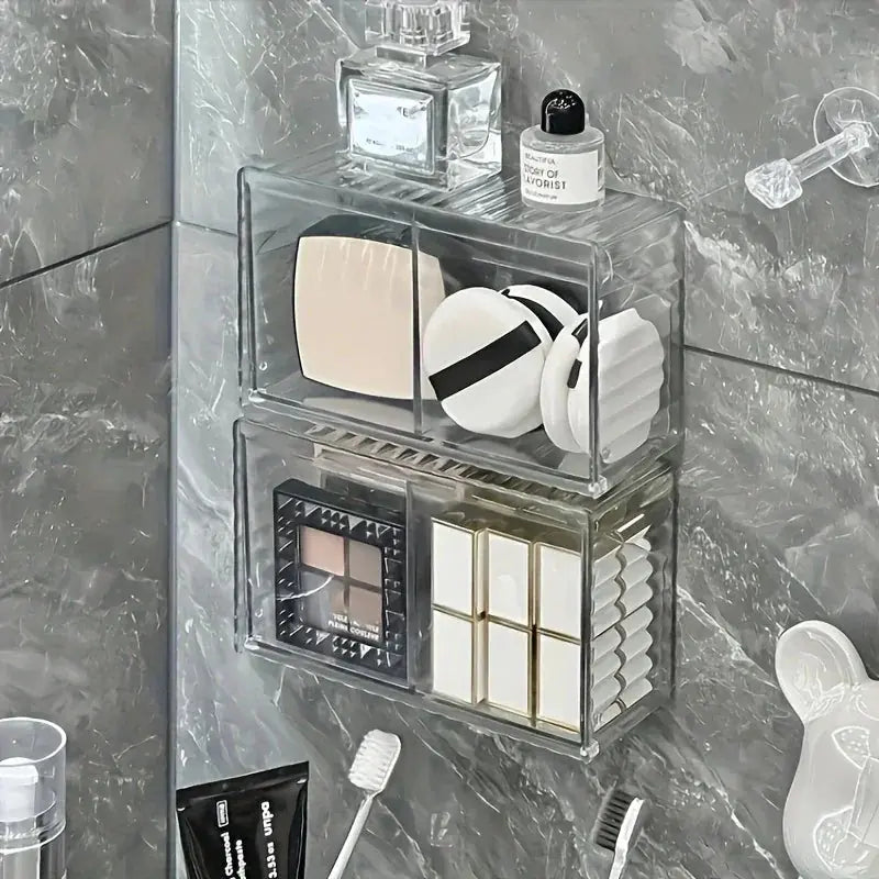 Cosmetic Storage Box, Bathroom Wall Cosmetic Storage Box, Wall-mounted Storage Box, Acrylic Swab Box,... - House Of Avana