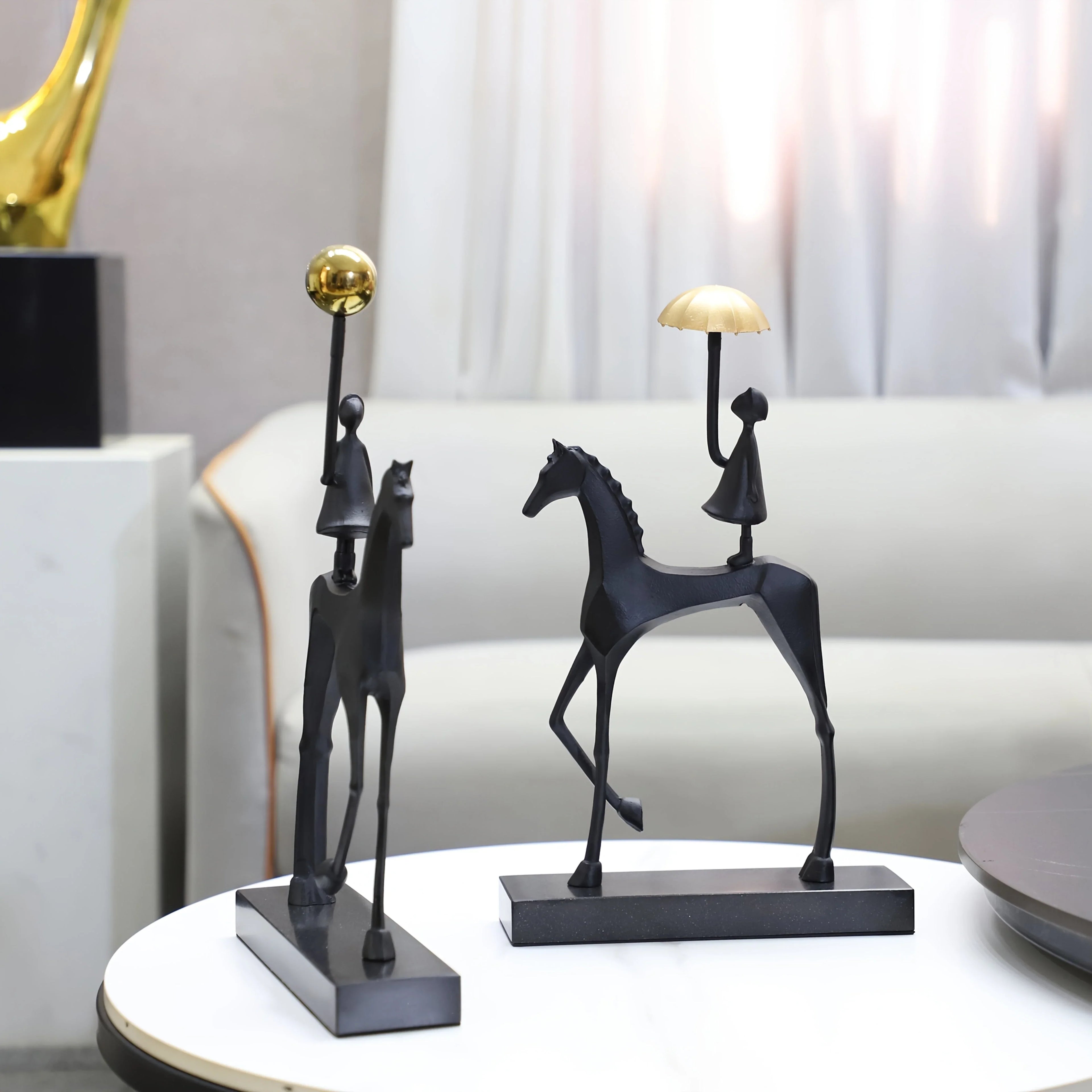 Creative Cast Iron Metal Horse Ornament Home Living Room Luxury Decorative Tv Cabinet Bar Tabletop... - House Of Avana