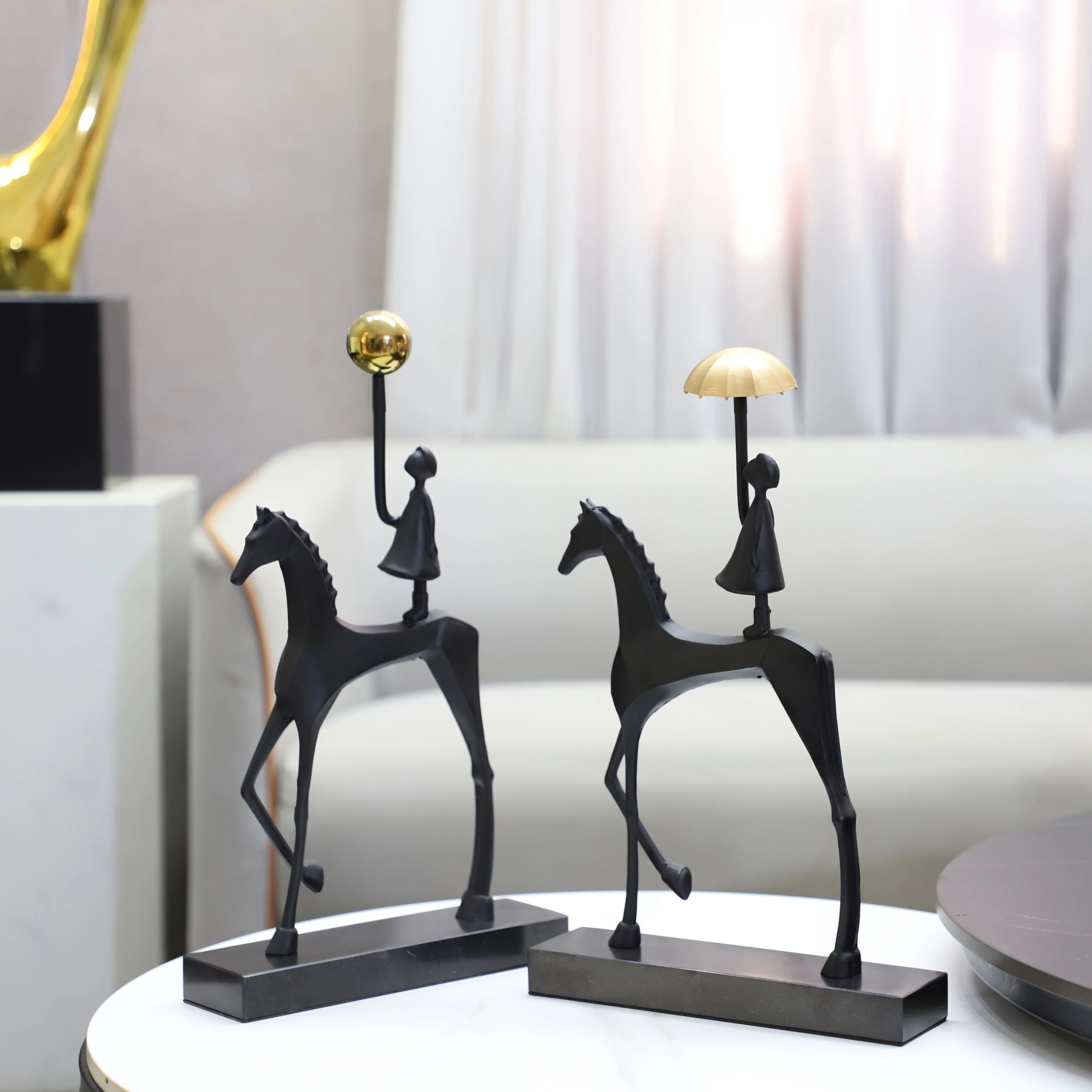 Creative Cast Iron Metal Horse Ornament Home Living Room Luxury Decorative Tv Cabinet Bar Tabletop... - House Of Avana
