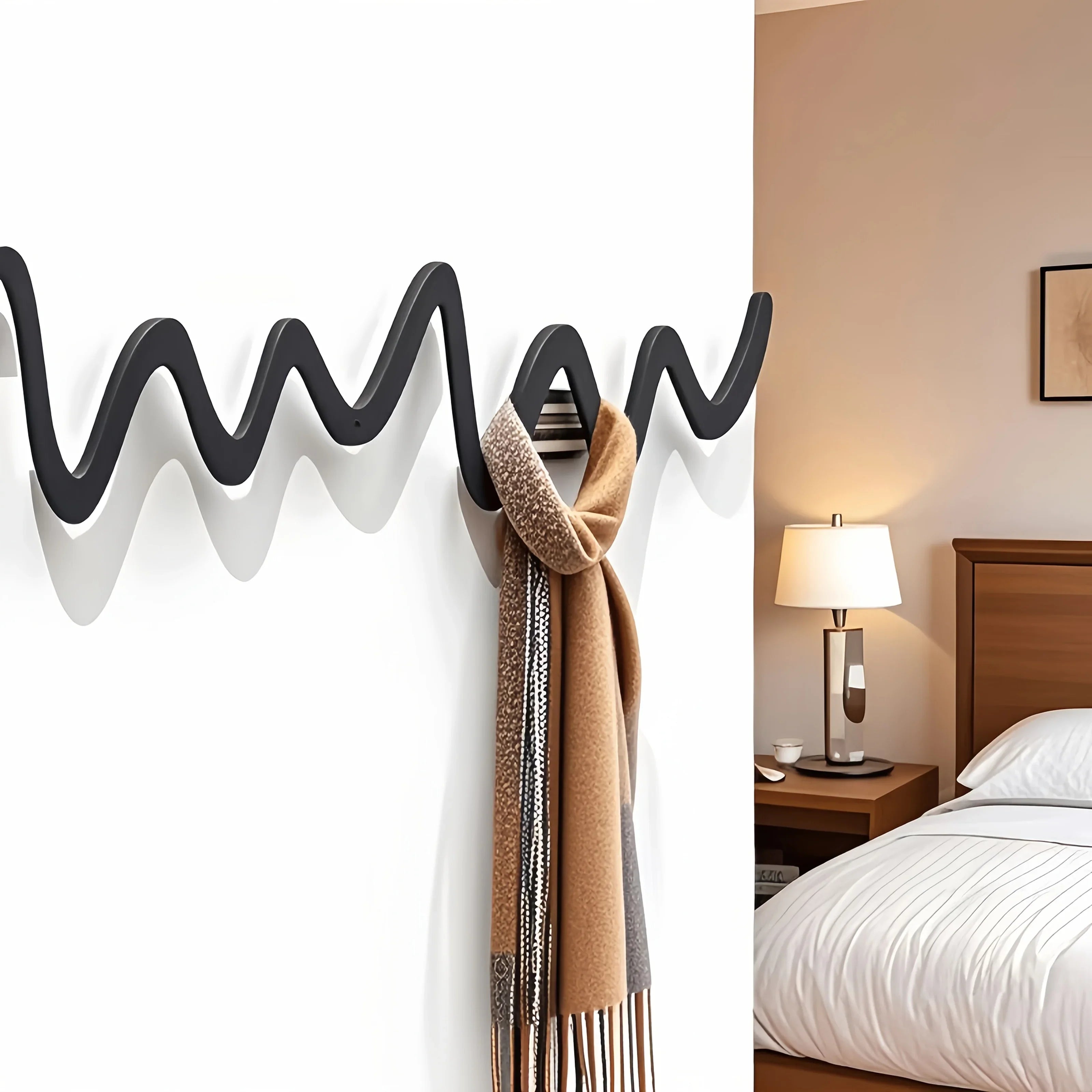 Creative Metal Wavy Wall Hook, Strong Load-bearing Capacity, Multi-functional Storage Organizer for... - House Of Avana