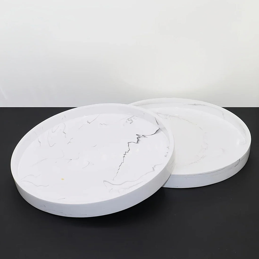 Elegant Black Circular Resin Tray - 27.43cm Hand-polished, Multi-purpose Vanity Organizer for Bathroom,... - House Of Avana