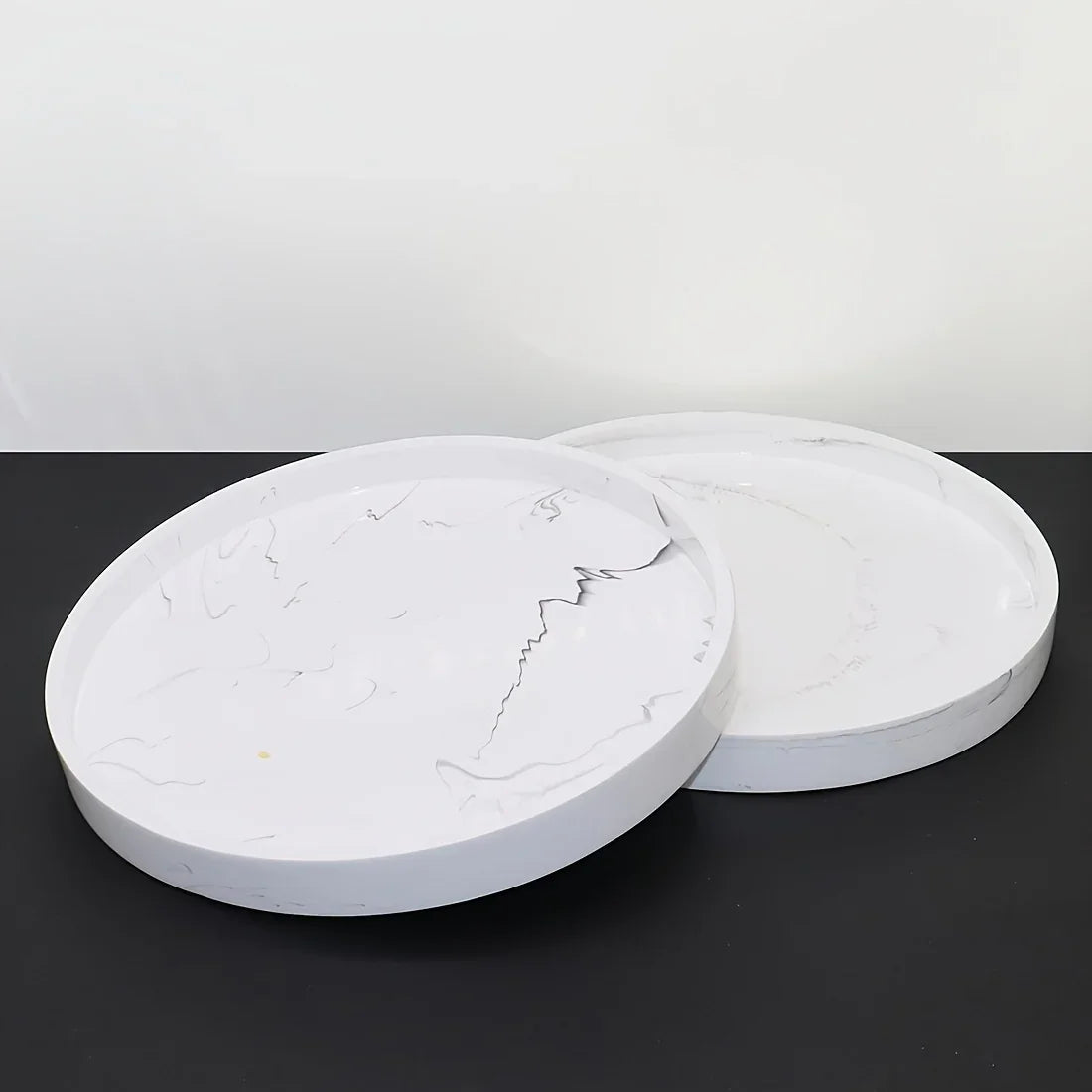 Elegant Black Circular Resin Tray - 27.43cm Hand-polished, Multi-purpose Vanity Organizer for Bathroom,... - House Of Avana