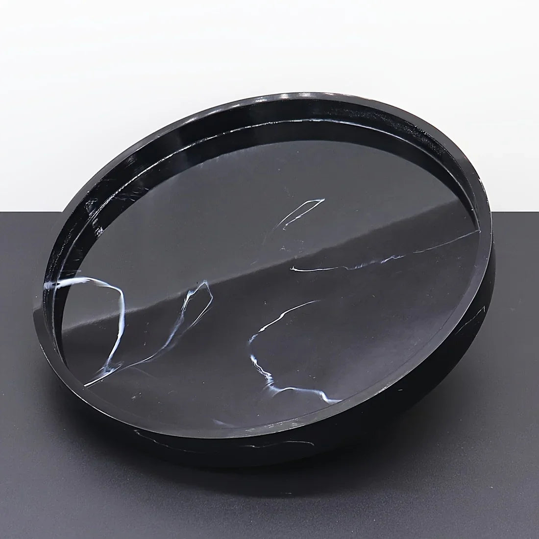 Elegant Black Circular Resin Tray - 27.43cm Hand-polished, Multi-purpose Vanity Organizer for Bathroom,... - House Of Avana
