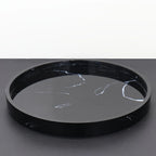 Elegant Black Circular Resin Tray - 27.43cm Hand-polished, Multi-purpose Vanity Organizer for Bathroom,... - House Of Avana