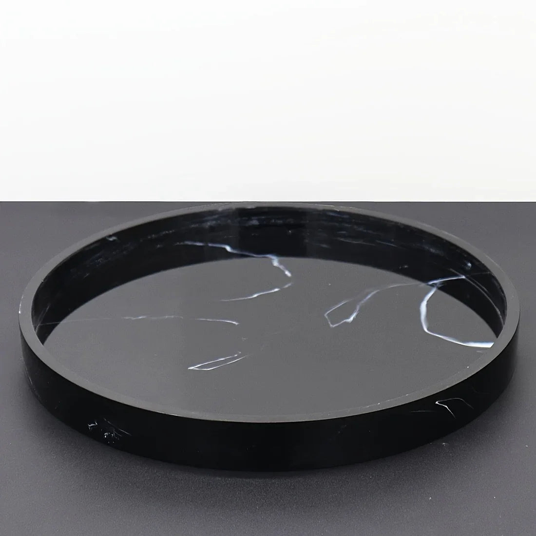 Elegant Black Circular Resin Tray - 27.43cm Hand-polished, Multi-purpose Vanity Organizer for Bathroom,... - House Of Avana